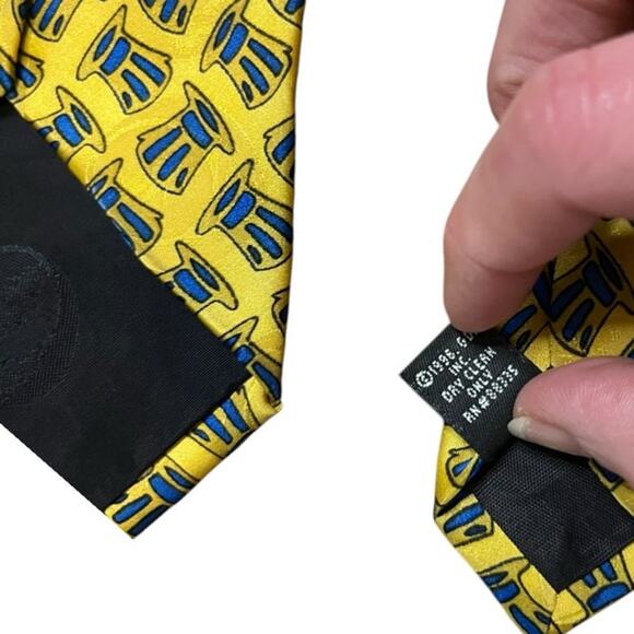 Grateful Dead Uncle Sam First Set Yellow Gold Blue Silk Tie RARE VINTAGE - Picture 4 of 8